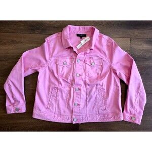 Talbots Womens X Pink Jean Jacket Denim Trucker Plus Size Button Pocket $99 NEW